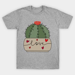 Cute Cactus Design #142: Melocactus Cactus In A Cute Love Pot T-Shirt